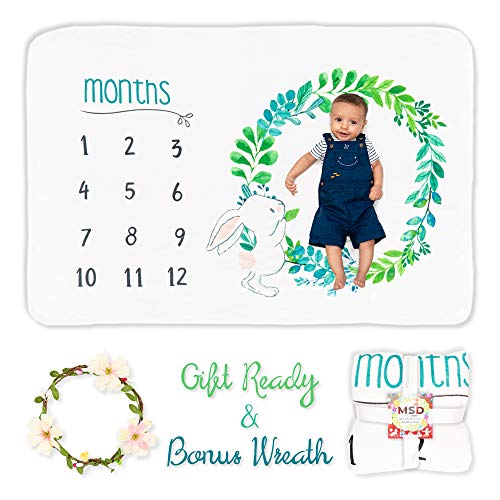 Baby Monthly Milestone Blanket, Monthly Picture Blanket, Garota recém -nascida, Marcador de Mês Floral de Crescimento,