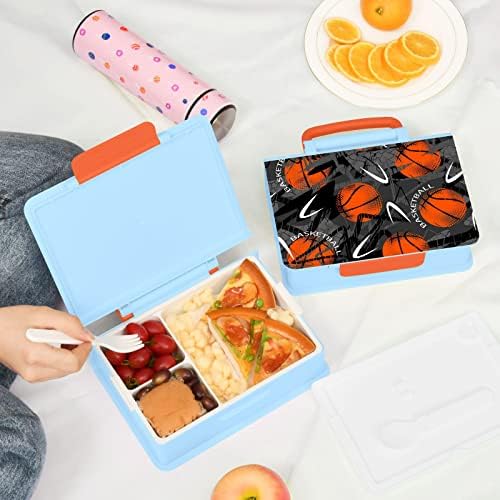 MCHiver Basketball Bento Box Box Box com Handle Portable Lunch Recectner com BOIXA BENTO à prova de vazamentos para presentes para presentes diariamente Momen Mulheres Mulheres