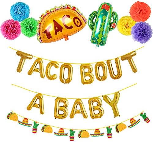 Taco Bout Um bebê Balões de ouro Banner Banner mexicano Fiesta cactus banner Picado Charf -Baby Shower Primeiro 1º aniversário
