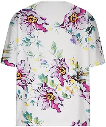 Tops de verão feminino 2023 Casual Casual Casual Camisetas de Manga Casual V Camisetas Plus Tamanho Floral Camisadas