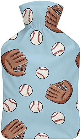 Garrafa de água quente do padrão de beisebol com tampa macia 1l grande saco de quente clássico para os pés da mão do ombro no