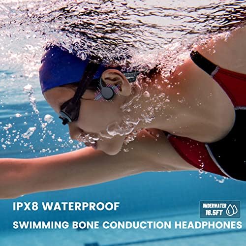 Fones de ouvido de condução óssea à prova d'água, IPX8 Impermeável 32 GB de nadação MP3 Player Headphones Wireless Bluetooth