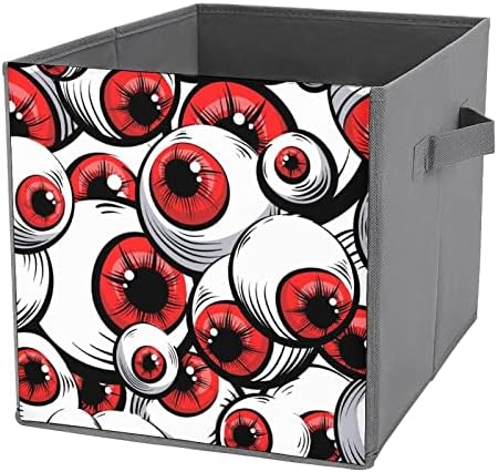 Halloween Scary Eye Glall Bins de armazenamento colapsável Cubos Organizador Caixas de armazenamento de tecido da moda Inserções de gavetas de cubo 11 polegadas