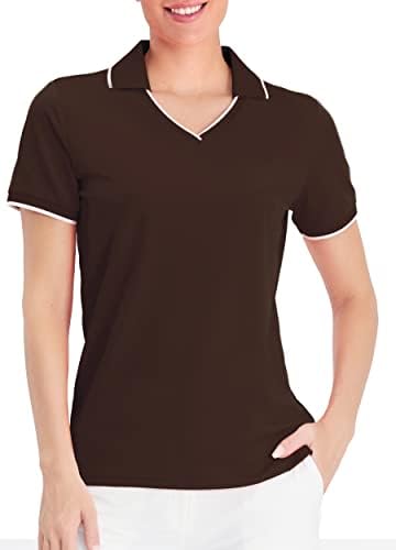 Camisas de pólo de golfe feminino para mulheres para mulheres upf 50+ Manga curta Treino V Tennis de pescoço Running camisetas