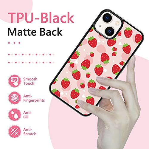 Capa de telefone de morango rosa fanxi para iPhone 13- Designer de proteção à prova de choque fofo capa de telefone rosa coone