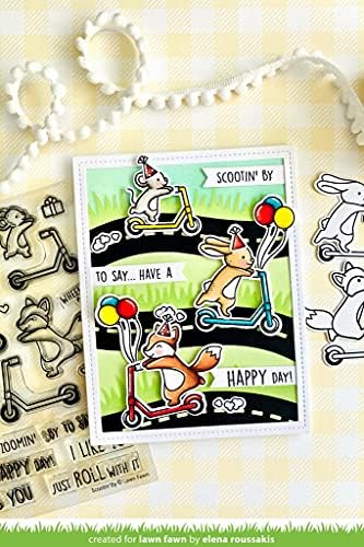 Lawn Fawn Scootin 'por 4 x6 conjunto de carimbos claros e conjunto de matrizes coordenadas, pacote de 2 itens