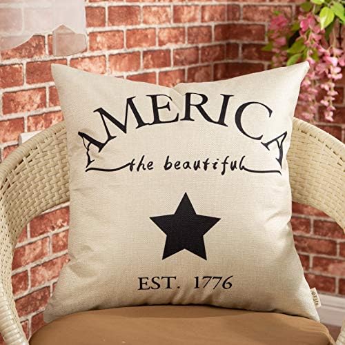 FJFZ 4 de julho Farmhouse Decorative Pillow Capa America est. 1776 Decoração patriótica decoração rústica decoração de casa Caso de linho de algodão para sofá de sofá, 18 x 18