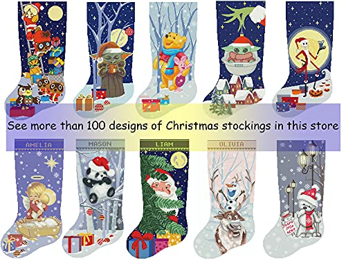 Padrões de estocagem de Natal de Cross Stitch Countada, Goodnight Moon Moon Modern Printable Easy DMC Holiday meias, gráfico de cross