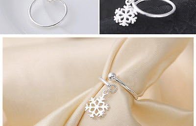 Phitak Shop 925 Moda de prata Dangle Dangle Snowflake Abertura do tipo Women Wedding Prom Ring