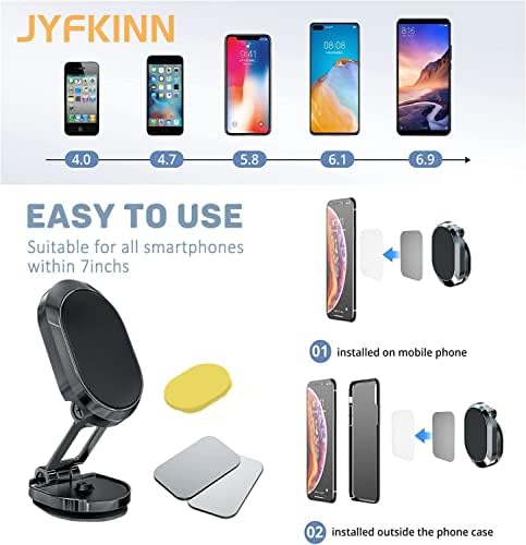 Jyfkinn Magnetic Thone Solter para liga de carro Dobrar portador de telefone magnético portador de telefone forte Magneto