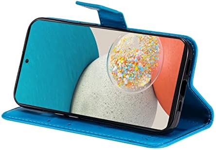 MEIKONST CASO PARA GALAXY A53 5G, Moda Retro Retro com estojo de telefonia em estilo de couro PU RETRO Caixa de telefone, virar com tampa magnética de suporte para cartão para Samsung Galaxy A53 5G, KT Blue Wish Tree