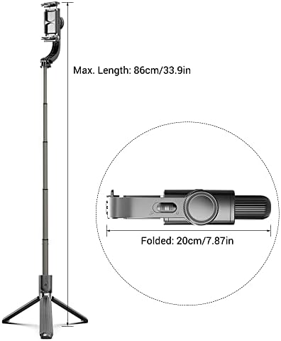 XIXIAN 3 em 1 telefone estabilizador de cardan Selfie stick TR 86cm 5-Seção com pinça de telefone do obturador remoto Smart rotativável compatível com smartphones