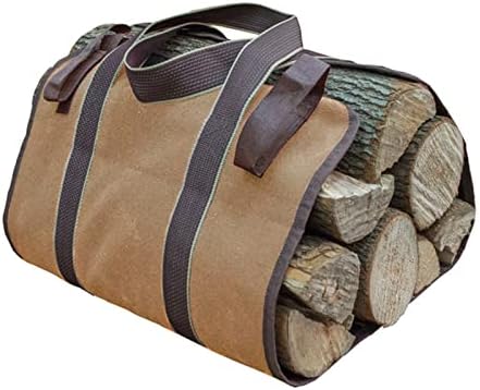 Portador de lenha, bolsa de lona pesada, sacolas de transportadoras enceradas de madeira grande, acessórios de fogão a lenha, baldes de lenha para lenhador de lenha para a lenha para o bilhete interior, bolsas de lona de acampamento externo