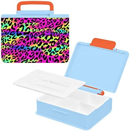 Alaza Rainbow Leopard Print Cheetah Neo Bento Lancheira BPA Free Lunch Rechaners à prova de vazamento com Fork & Spoon, 1 peça