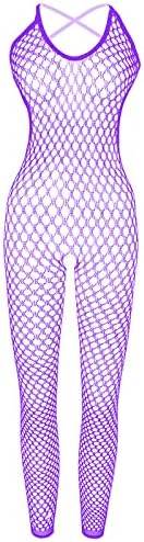 Womens Fishnet Bodystocking Sparkle strass strass em meia integral de corpo inteiro meias de babydoll bodyspuit de pelúcia
