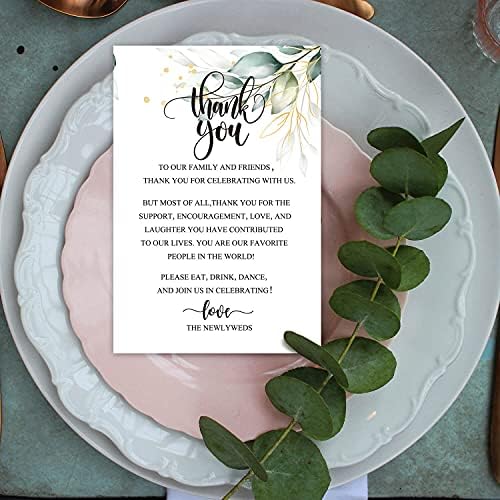 Casamento de agradecimento Cartões de configuração, recepção de casamento de vegetação cartões de agradecimento, peças