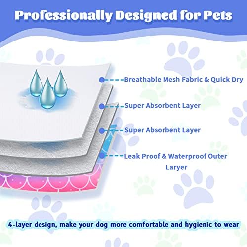 Fraldas para cães fêmeas, fraldas de cachorrinhos laváveis ​​reutilizáveis, fraldas altamente absorventes do período de cães femininas