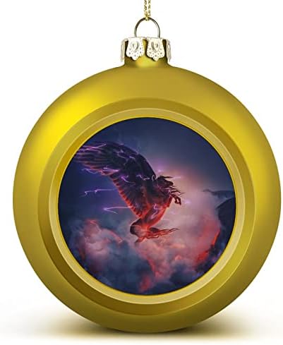 Red Thunderbolt Pegasus Bola de Natal Bola Surinada à prova de sonda para decorações de festa na árvore da árvore de Natal 4pcs