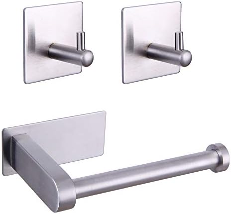 Auto -adesivo begeewy Auto -adesivo Definir hardware do banheiro SUS304 Montado de parede de aço inoxidável - Inclui suporte de papel