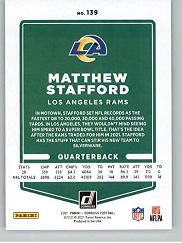 2021 Donruss 139 Matthew Stafford Los Angeles Rams NFL Football Card NM-MT