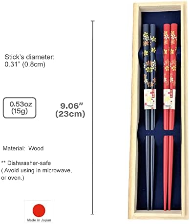 Capticks japoneses premium Reutilable 2PRS Conjunto [Made in Japan] Tradicional Arte de Laca Chahota de madeira a)