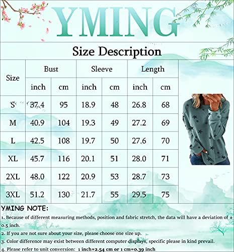 Yming Womens plus size size crewneck estampestres de moletom casual de manga comprida