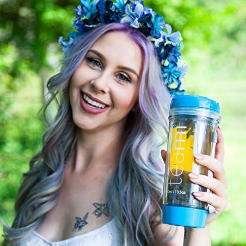 Teami Tea Tumbler Infuser Bottle - Azul, 20 onças - BPA Free - Caneca de parede dupla, quente ou fria - Nossas melhores garrafas de infusão para frutas infundidas, smoothies, chá e até café