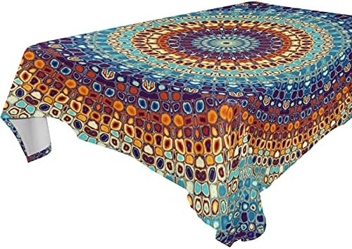 Xigua Bohemian Mandala Padrão Toclagem de mesa Retângulo colorido Tabela de poliéster vintage Tala de mesa quadrada grande para