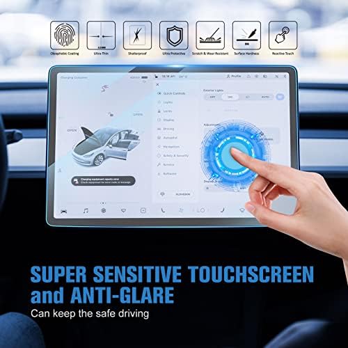 2 Protetor de tela de vidro temperado por embalagem para Tesla Modelo 3 / Modelo Y 15 polegadas Centro de controle GPS Screen