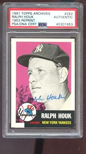 1991 Topps Archives 1953282 Ralph Houk Autograph Autogray PSA/DNA Baseball Card - Baseball cortada cartões autografados