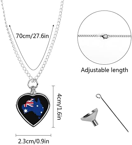 Colar de urna de pet -bandeira australiana colar de pet holder de cinzas coração pendente jóias memorial jóias personalizadas presente exclusivo