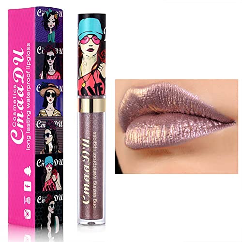Lipstick fosco cremoso duradouro 11 cores Metallic Glitter Shimmer Lip Lip Gloss Velvety Hidratante Longo Longo
