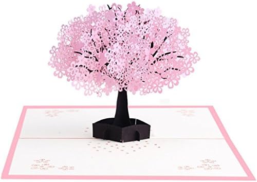 Expressões pop -up - Árvore de cerejeira Pop Up 3D Card - Casamento de aniversário, aniversário, Natal, Dia das Mães, Dia dos Pais, Dia dos Namorados, Spring Greeting Cherry Blossom Agradecemos cartões -presente