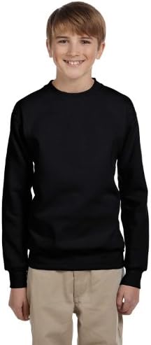 Hanes Boys Youth ComfortBlend EcoSmart Crewneck Sweatshirt-Black-M