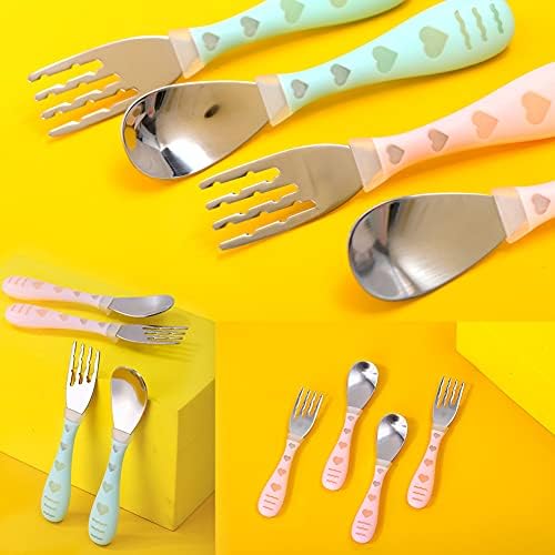 Utensílios de criança utensílios de aço inoxidável Babks e colheres de coloração 2 Desenvolve talheres de talheres