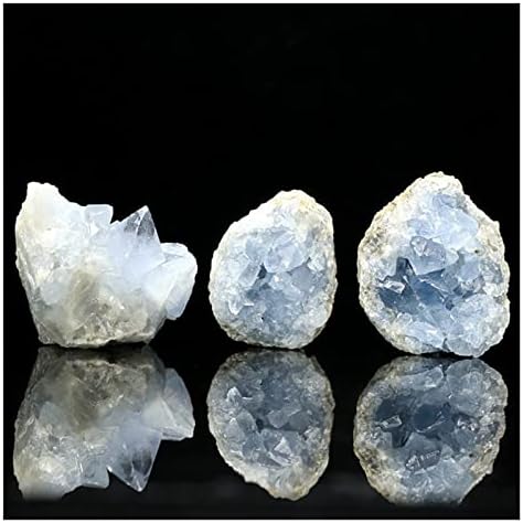 1pc Celestine Stone cluster amostras minerais ásperas de quartzo natural ornamentos de pedra crua para decoração de aquário em casa