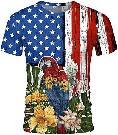 Camisas de verão para homens bandeira do dia da independência masculino Esportes de lazer de lazer confortáveis ​​Big T Big T