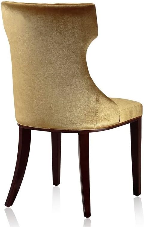 Manhattan Comfort Reine meados do século Modern Velvet estofado cadeira de jantar Wingback, conjunto de 2, tamanho único, ouro antigo