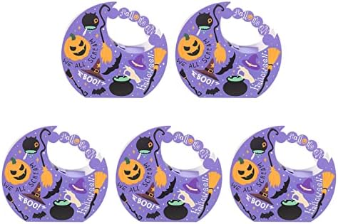 Sewacc 10pcs Halloween Candy Boxes Moon Shape Paper Treat Bacs Flue ou Tratar caixas de doces Bolsas de brindes para festas de Halloween Favory Supplies Blue