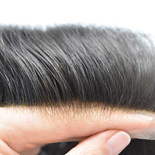 Sistema de cabelo de cabelo lírico Sistema de cabelo transparente renda francesa Toupee Toupee Cinza marrom masculino loiro preto
