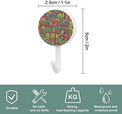 Ondas psicodélicas adesivas padrão ganchos de 10 ganchos de plástico redondos sem pregos ganchos de parede para o banheiro