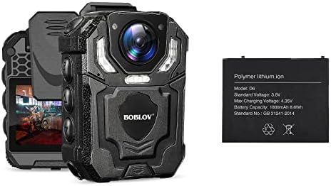 Bundle Deal, Boblov T5 64GB 1296p Câmera corporal com gravação de áudio, alta resolução para imagens e vídeos, câmera corporal portátil para aplicação da lei+BBLOV T5 One S bateria
