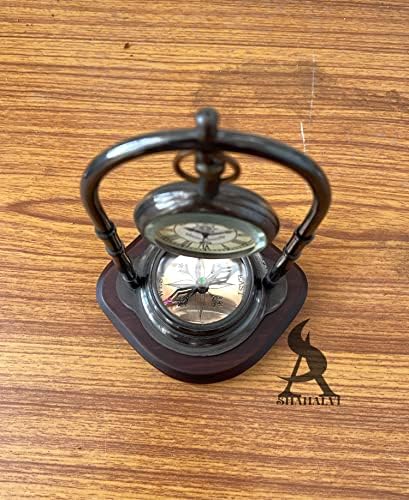 Shahalvi Antique Brass Compass com Antique Victoria London Pocket Watch