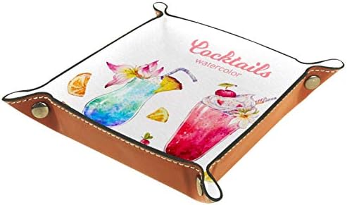 Lyetny Watercolor Summer Cocktail Organizer Bandejas de armazenamento Caixa de cabeceira Caddy bandeja de desktop alteração de carteira