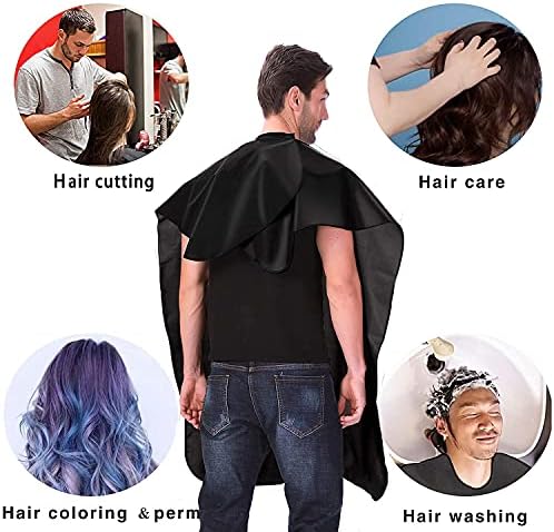 Cabo de barbeiro preto - avental de corte de cabelo profissional de nylon para salão, pano de corte de cabelo de fechamento