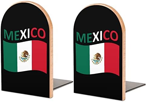 Bandeira do México Livros de Livros de Livros de Livros Não Esquagais Livro Livro Livro Ends suporta prateleiras de estantes Decoração 1 par