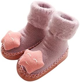 Sapatos para bebês Autumn e inverno crianças fofas sapatos de criança meninos e meninas meias de fundo plano não deslizam quentes