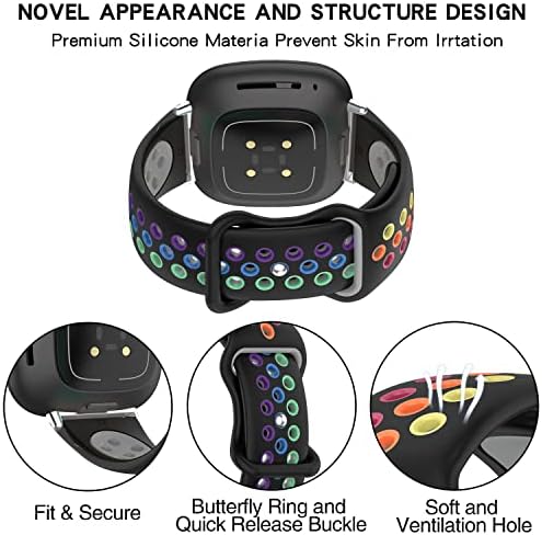 Bandas de arco -íris de binsiton compatíveis com Fitbit Sense/Sense 2 e Fitbit Versa 3/Versa 4 Straps Mulheres, Substituto