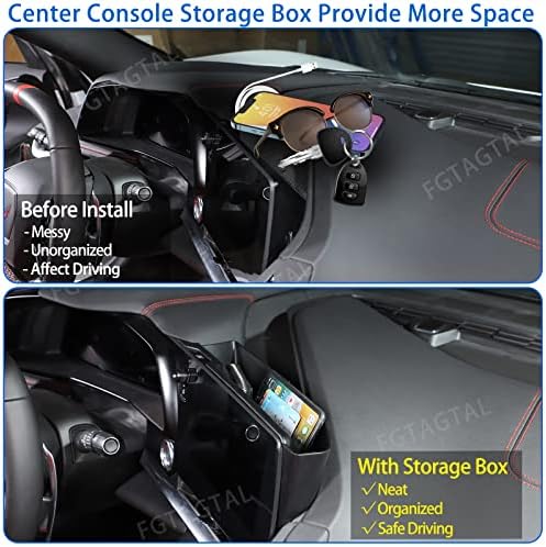Caixa de armazenamento do console central fgtagtal compatível com Chevrolet Corvette C8 2020 2021 2022 2023, Organizador da bandeja de armazenamento traseiro da tela de navegação ABS, acessórios de armazenamento de interiores de automóveis automáticos