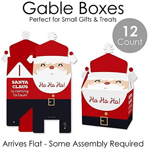 Big Dot of Happiness Jolly Papai Noel - Favores da festa da caixa de tratamento - Partida de Natal Goodie Gable Caixas - Conjunto de 12